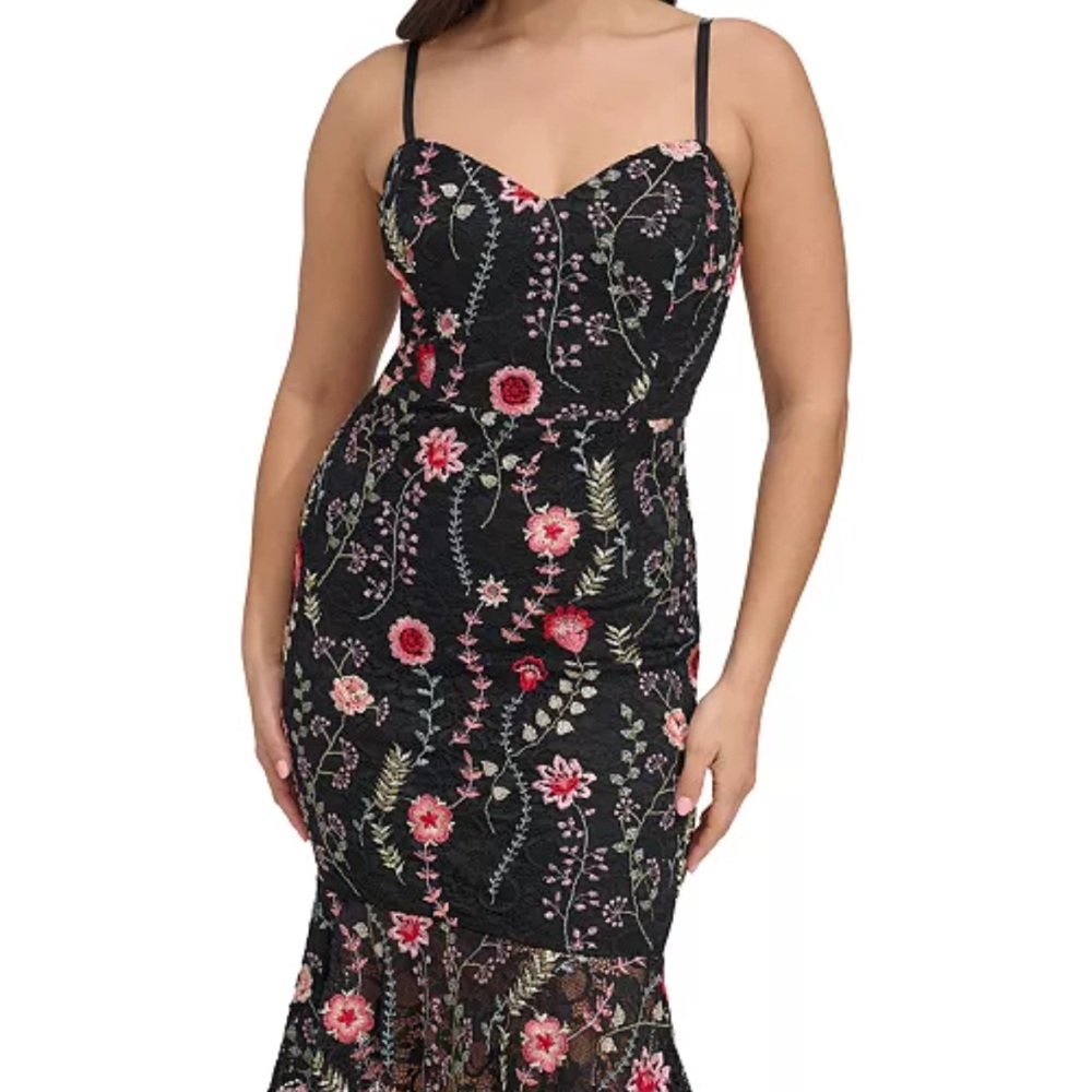 Pink and Orange Bodycon Midi Dress with Spaghetti Straps